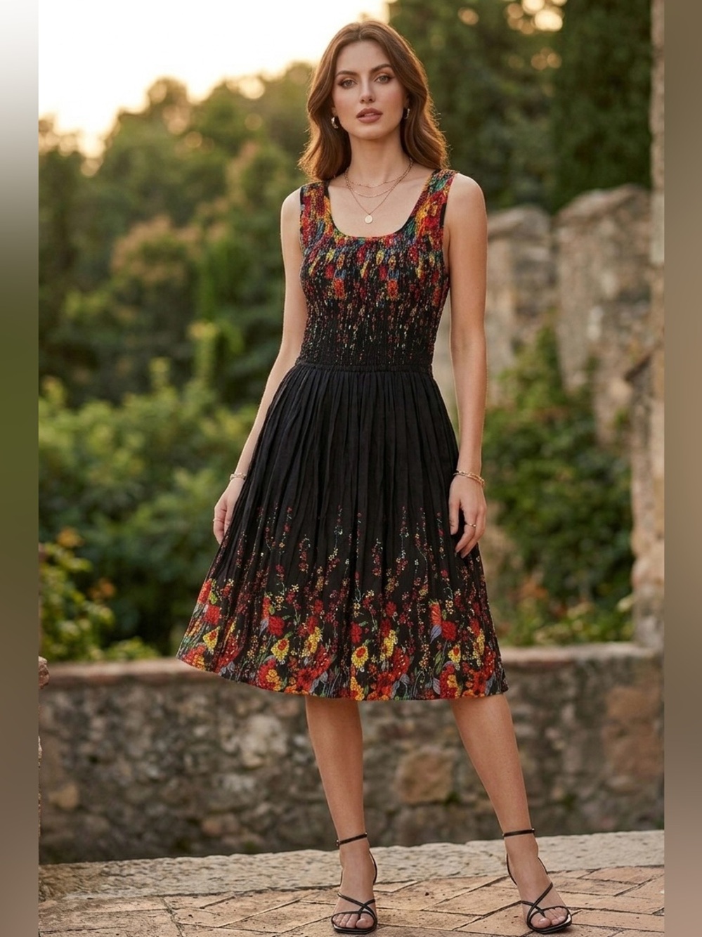 Handmade Romichard Summer Dress with Stunning Summer/Autumn Florals - Picture 4 of 10